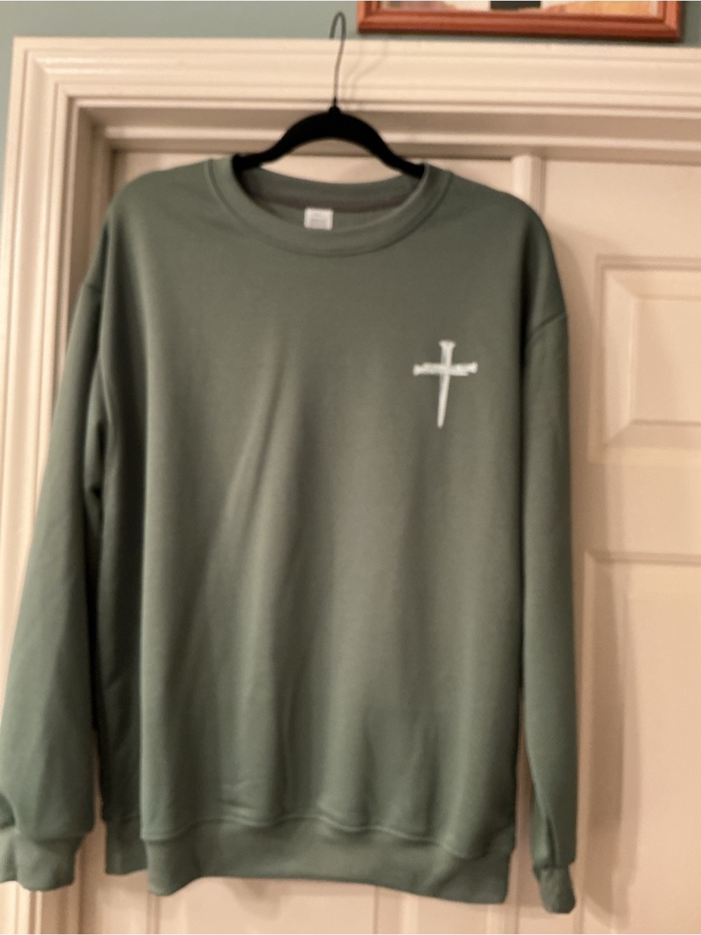Green Crewneck Sweatshirt with Cross Logo - Picture 2 of 5